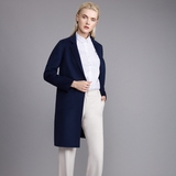 2015年新款显廋茧型羊绒呢子大衣西装领简约廓形中长款羊毛外套女