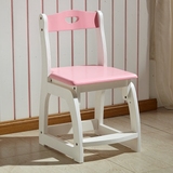 全实木白色电脑桌椅松木家具粉色儿童椅成人靠背椅蓝色升降学习椅
