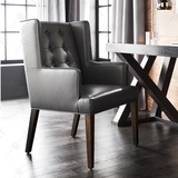 美式实木客厅皮艺布艺餐椅简约现代餐厅接待 办公 会议休闲咖啡椅