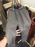 韩国代购儿童秋裤背带长裤 时尚新款韩版男女童呢子西装裤子