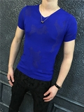 短袖针织衫T恤2016男装欧洲站夏装时尚百搭韩版新款男士冰丝镂空