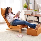 懒人沙发单人卧室日式折叠高靠背休闲实木沙发椅客厅布艺沙发躺椅