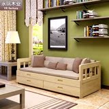 新款现代简约实木沙发床1.5 1.8米宜家小户型松木床多功能储物床