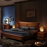 匠森木业 德国榉木全实木床双人床1.8米大床 现代中式婚床原木床