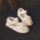 1岁半-2-3岁女宝宝鞋子春款软底学步鞋镂空小皮鞋白色公主鞋防滑