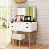 北欧卧室小户型板式化妆桌 创意迷你宜家白色梳妆台妆凳组合家具