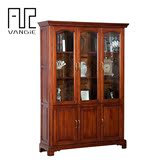 美式全实木复古书柜简易带门玻璃特价 简约组合大书橱书架储物柜