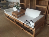 新中式免漆老榆木罗汉床塌 茶室沙发床 简约沙发床禅意实木家具