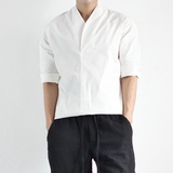 FREEDOM 中国风 汉服改良设计 简约 日系  男士时尚棉麻衬衫