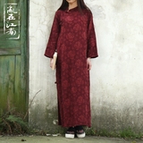 乱在江南 民族风女原创设计中式立领改良旗袍提花亚麻宽松连衣裙