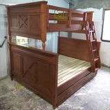 极致家具1.5米双层床上下床定做储物做旧原木橡木美式木男子母床