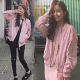 2016春装新款女装韩版宽松粉色刺绣棒球服学生装潮款百搭短外套