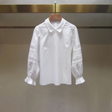 高级2016女秋长袖衬衣领衫荷叶袖韩版白色MO167C3E020-469￥上衣