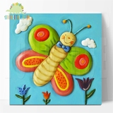 独家原创浮雕装饰儿童房卡通手工手绘立体墙挂画-昆虫之花蝴蝶