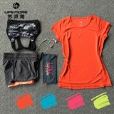 夏女子健身运动T恤女运动跑步训练速干短袖透气网眼速干短袖T恤薄