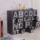 复古收纳柜 26格英文字母抽屉实桌面收纳柜木质创意组合收纳柜子