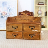 ZAKKA复古做旧木质4格家具储蓄柜抽屉盒杂物桌面收纳盒饰品盒壁挂