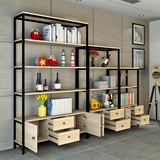 现代简约新款简易钢木书架置物架简易客厅创意隔板展示架书柜