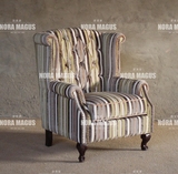 新款美式新古典 布艺拉扣休闲椅 意大利绒布单人老虎椅 客厅沙发