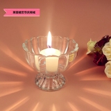 玻璃杯烛台 莲花型透明烛台欧式浪漫烛光晚餐香薰蜡烛杯 餐桌摆件