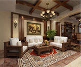 特价北美别墅高端现代中式纯黑胡桃实木沙发组合家具可定制