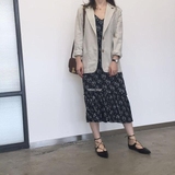 2016秋装新款女装 韩国复古简约气质中性纽扣口袋小修身西装外套