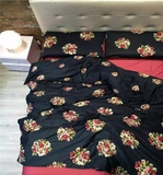 美式田园床上用品活性印花全棉四件套60支贡缎埃及长绒棉素雅床品