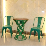 北欧铁艺实木西餐厅桌椅组合酒吧奶茶店咖啡厅餐椅休闲户外桌椅