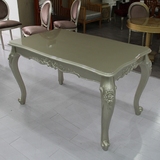 天川之页 新古典欧式银色实木奢华餐厅餐桌椅组合长饭桌餐厅家具