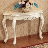 欧式玄关半圆桌子现代简约玄关台玄关柜象牙白雕花装饰桌门厅桌
