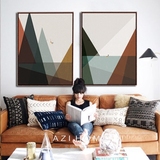 AZI HOME现代简约北欧创意抽象客厅装饰框画双联山水壁画挂画