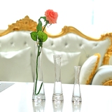 小单只平口婚庆透明玻璃花瓶 餐桌卫生间隔板摆设花瓶  1-2只花