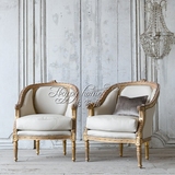 高端定制实木家具欧式金色做旧仿古沙发椅意大利单人椅法式洽谈椅