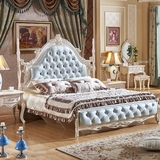 床欧式床 韩式田园公主床法式床奢华雕花双人床1.8米实木床高箱床