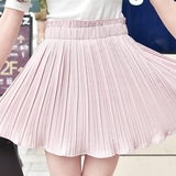 塔塔Nikki 2016夏季新品 韩版纯色百褶雪纺半身短裙 裙裤