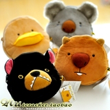 日本卡通动物袋熊家族毛绒零钱包鸭嘴兽黑熊考拉手机袋收纳化妆包