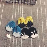 韩国款秋冬新款儿童卡通袜子珊瑚绒短袜加厚宝宝袜子地板袜家居袜