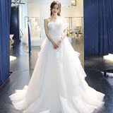 2016新款韩版蕾丝抹胸公主蓬蓬裙时尚修身显瘦新娘婚纱礼服小拖尾