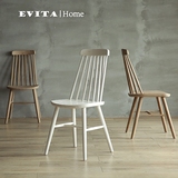 北欧橡木温莎椅欧式咖啡厅酒店现代简约实木餐椅木椅休闲靠背椅子