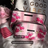 ss shop 维多利亚的秘密 victoria's secret超美粉色花朵化妆包
