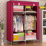 双人中号钢架简易布衣柜创意经济型组装衣橱 女生宿舍衣物储物柜