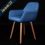 艾茉 现代简约设计师家居椅 实木麻布软包餐椅镂空靠背休闲电脑椅