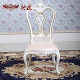 驰通家具 欧式新古典餐厅家具 法式简约白色描金 实木镂空椅子