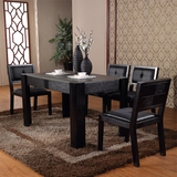 火烧石餐桌中式玄武石餐桌椅组合五包到家小户型现代简约实木家具