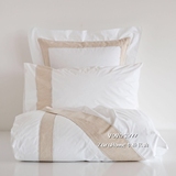 Zara Home白色加棕麻边被套床单枕套四件套床品组合进口专柜代购