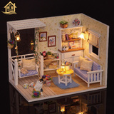 diy小屋 小猫日记 带灯 手工拼装模型玩具房子建筑 创意礼物 包邮