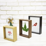 原木色欧式简约植物标本双面玻璃相框6寸7寸木质创意摆台装饰画框