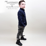 lavensey2016儿童装新款早春英伦双排扣长袖短款修身男童外套西服