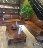 美式复古实木沙发三人位客厅小户型沙发组合创意咖啡厅单人沙发椅