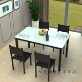 新款简约家用钢化玻璃餐桌椅组合小户型桌椅餐厅创意长方形吃饭桌